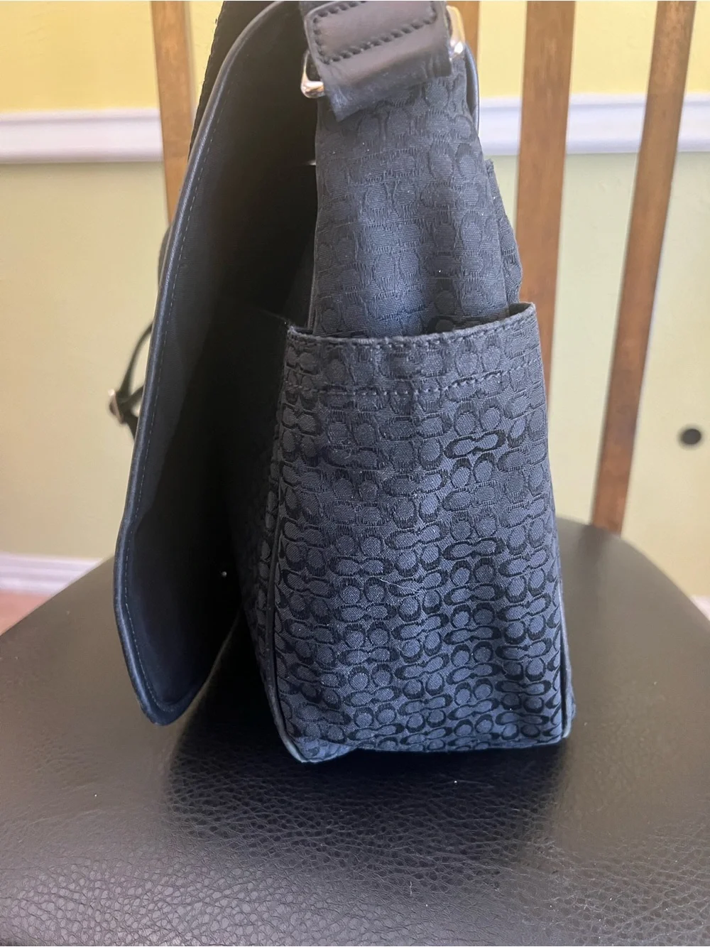 Coach Black Signature Hudson Messenger with Adjustable Strap